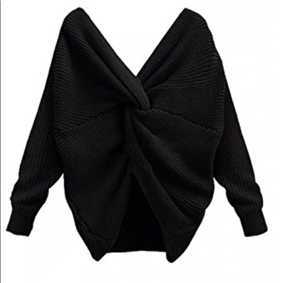 LAST 1 - NWT BLACK Tie Front/Back Sweater - Picture 5 of 6